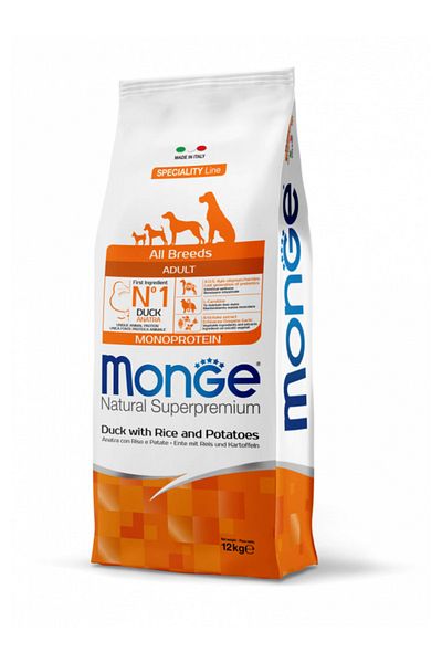 Monge Superpremium Monoprotein Adult All Breeds - Duck and Rice - 12 kg