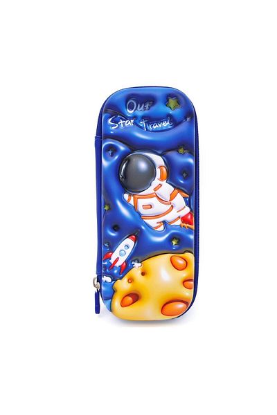 DNS Boys' pencil case, simple school case, with 1 zipper, unequipped, rocket, Cosmonaut JS-6651