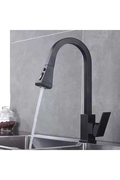 Alista Home Baterie Bucatarie cu Dus Extractibil, Alama Sanitara, Negru, OD/2040