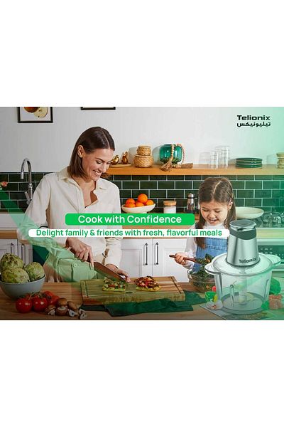 TELIONIX Electric Food Chopper 3L Capacity, 600W Power, 2-Speed Control, Full Copper Motor, 6-Layer