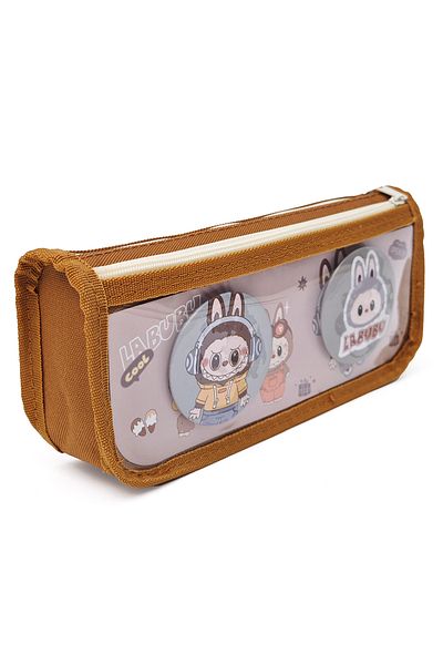 DNS School pencil case, boys' case, with 2 compartments, 2 zippers, unequipped, brown 2003