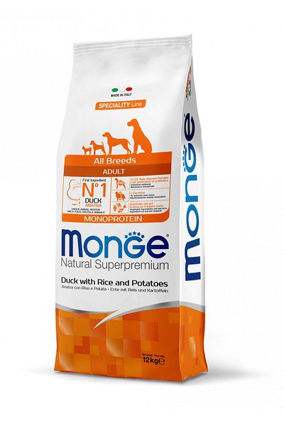 Monge Superpremium Monoprotein Adult All Breeds - Duck and Rice - 12 kg