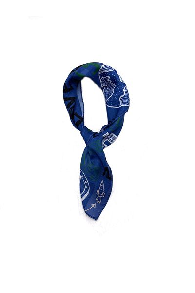 nazipek Soft Fabric Written Cotton Bandana Scarf 50X50 cm