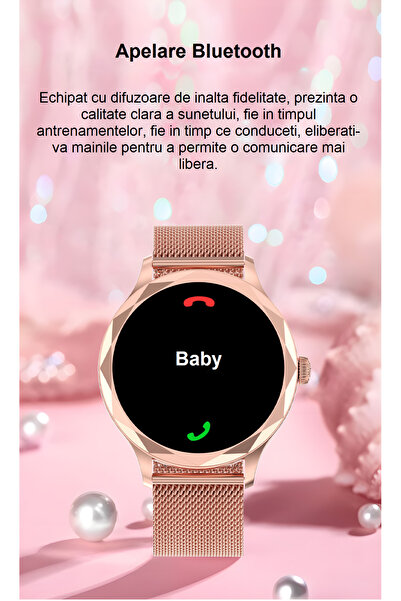 Smart Vibe Έξυπνο ρολόι DTS2™ WATCH - 1,3" AMOLED, Κλήσεις Bluetooth, 24/7 Fitness Tracker, Μεταλλικό λουράκι, Χρυσό