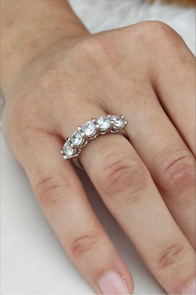 KYOLA DESİGN Five Stone Silver Color Adjustable Women's Ring