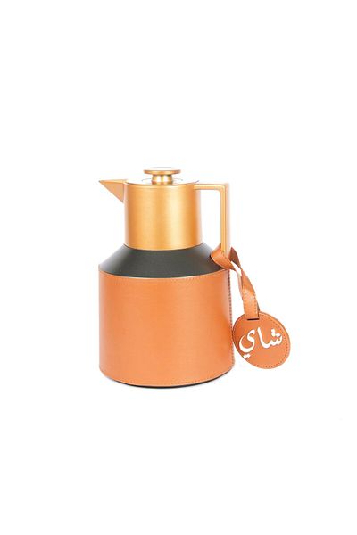 Lamsit Ibdaa Coffee Thermo Flask, Tea Vacuum Pot, 1.0L Arabic Dallah, Insulated, Tea, Brown