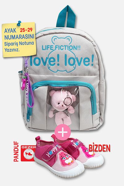 welissa Rucsac pentru grădiniță în stil coreean cu accesorii + papuci de mers cu cadou numărul 25-29