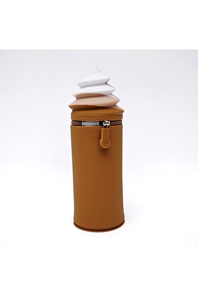 DNS Girls pencil case, school bag, 1 compartment, silicone zipper, unequipped, Spiral, brown QS-2016