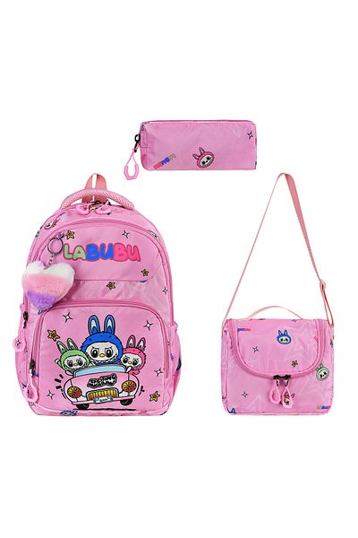 SippoTrade Labubu Licensed Printed Set of 3 Primary School Bag, Thermal Lunch Bag and Pencil Case Set