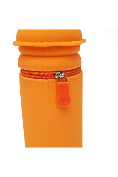DNS Unisex cylindrical pencil case with 1 zipper compartment, school, made of silicone, orange Macarons QS-2015