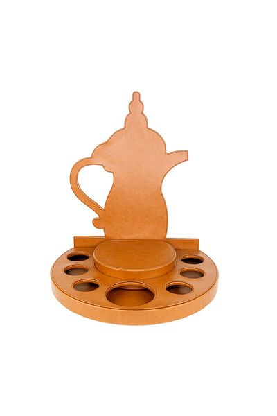 Lamsit Ibdaa Coffee Thermo Flask, Round Leather Set, Tea, Brown, Jug Dalla, Insulated
