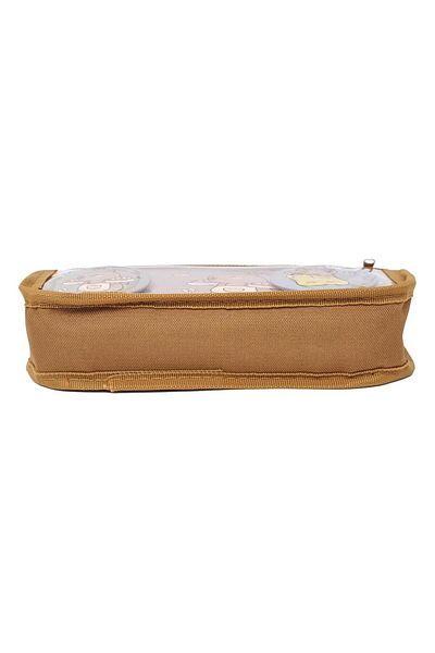DNS Boys' pencil case for school children, with 2 zippers, 2 compartments, unequipped, brown 2001
