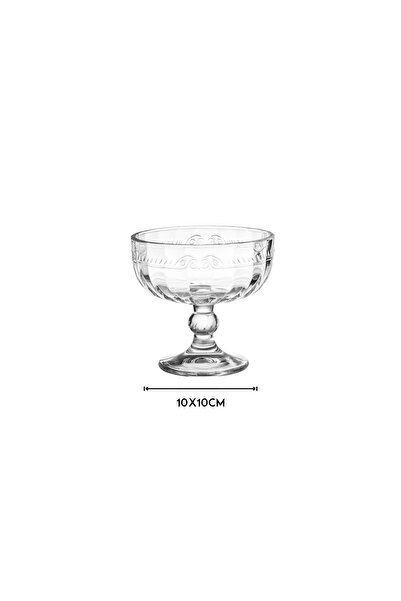 Dania Glass Bowl Set with Base for Ice Cream and Nuts, 6 Pieces, 120 ml