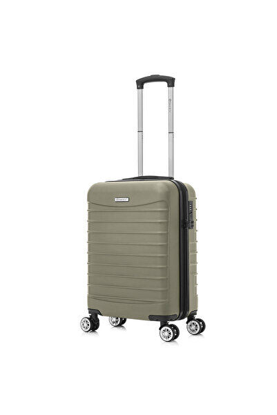 Quasar & Co. Cabin trolley 55x36x20cm, hand luggage, trolley with lock, 4-wheel suitcase, ABS suitcase, LINE, Champagne