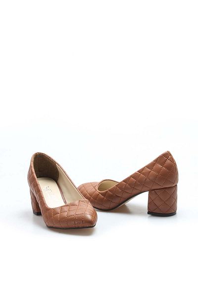 Ayakkabıhane Taba Comfortable Women's Short Heeled Shoes Ah1E961261655