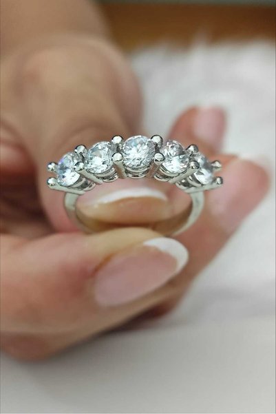 KYOLA DESİGN Five Stone Silver Color Adjustable Women's Ring