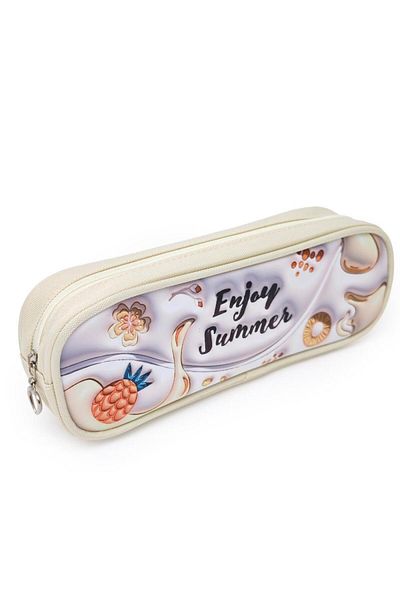 DNS Girls' school pencil case, 1 compartment 1 zipper, unequipped, 3D Summer, yellow JS-6646