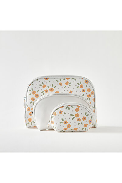 Lifestyle Assorted 3-Piece Cosmetic Bag Set with Zip Closure