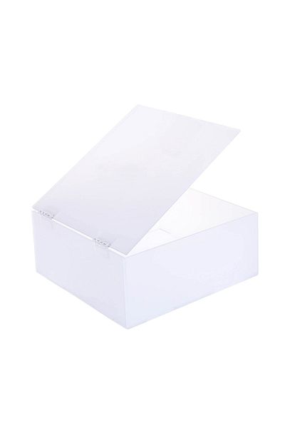 Lamsit Ibdaa Acrylic Box - Fluorescent Box with Hinges - Jewelry & Collectibles (20x20x8 cm, White)