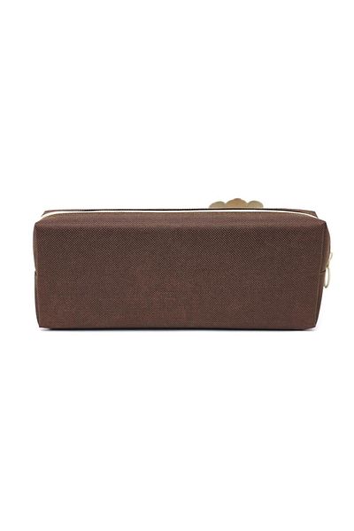 DNS Boys' school pencil case, 2 compartments, 2 zippers, case, unequipped, Capybara, dark brown 8007