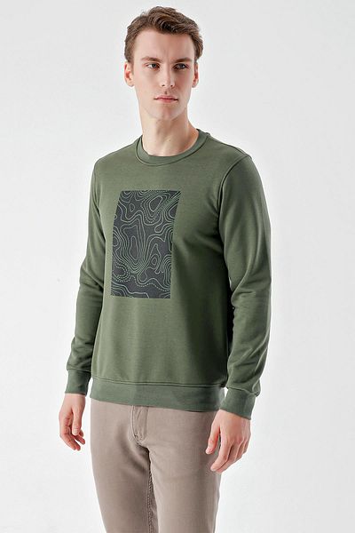Morven Men's Khaki Trend Crew Neck Sweat-Shirt