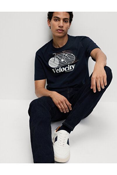 Marks & Spencer Saf Pamuklu Bisiklet Baskılı T‑Shirt