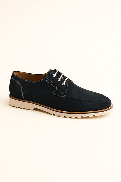 Deriderim Navy Blue Suede Leather Casual Men's Shoes