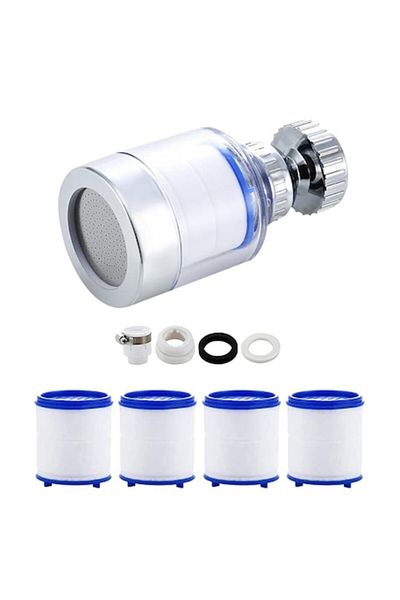 Nybgyy Water Faucet Filter Nybgyy, 5 Spare Cartridges, 360 Rotation, Chrome, ABS & Stainless Steel