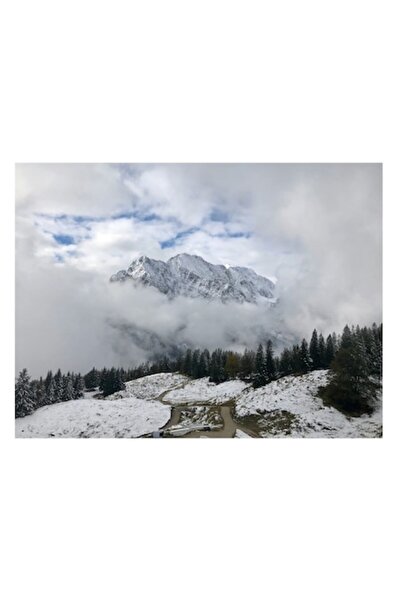 OEM Tablou Canvas, Varful inghetat printre nori albi, Nori, Munti, Zapada, Pi...