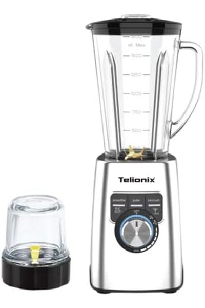 TELIONIX 2 in 1 Digital Blender 1200W, 1.8L Glass Blender Bowl, Grinder Cup, Stepless Speed Control,