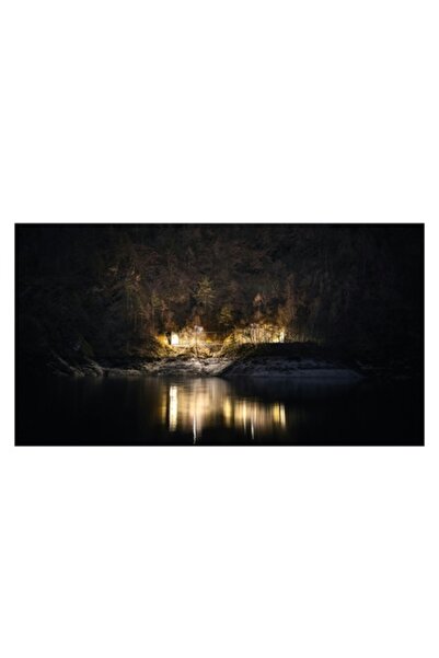 OEM Tablou Canvas, 'Lumini nocturne pe malul lacului'