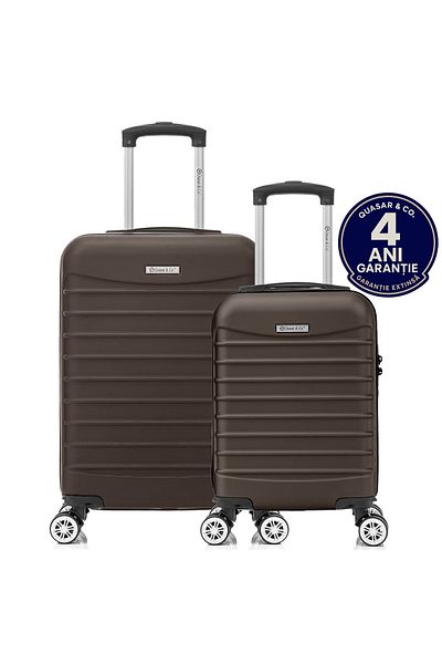 Quasar & Co. Set of 2 cabin trolleys, 40x30x20cm removable wheels/55x36x20cm, hand luggage, coded trolley, ABS, Dark Coffee