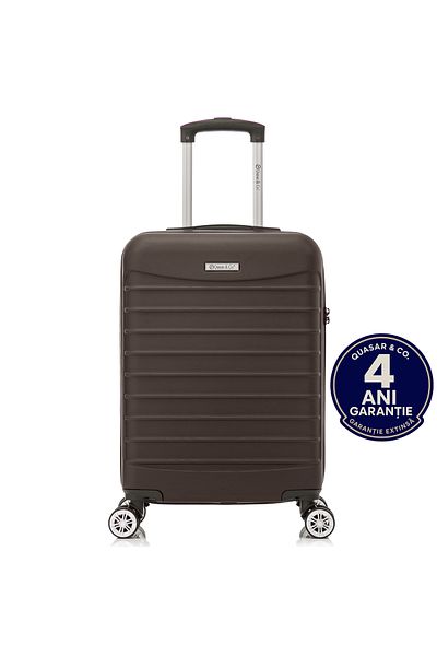 Quasar & Co. Cabin trolley 55x36x20cm, hand luggage, trolley with lock, 4-wheel suitcase, ABS suitcase, LINE, Dark Coffee