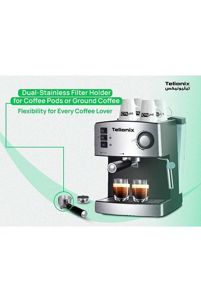 TELIONIX 20 Bar Espresso Maker with Italy Ulka Pump, 1200W Coffee Machine for Espresso, Cappuccino,