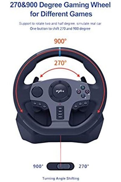 pxn 270°/900° Racing Wheel, V9 USB PC Race Game Driving Steering Wheel with Clutch Pedals and