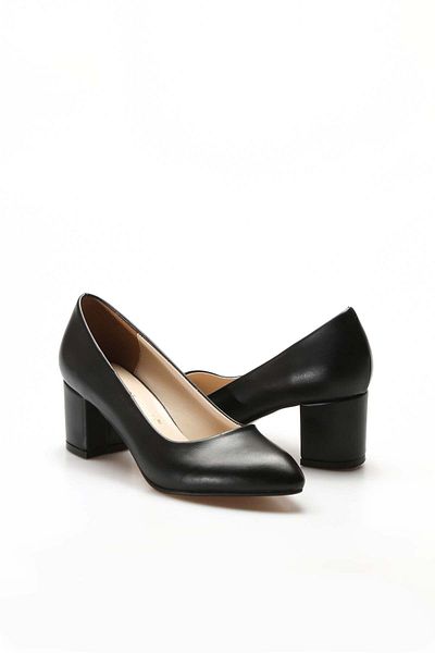 Ayakkabıhane Black Comfortable Women's Thick Heeled Shoes Ah1E961261654
