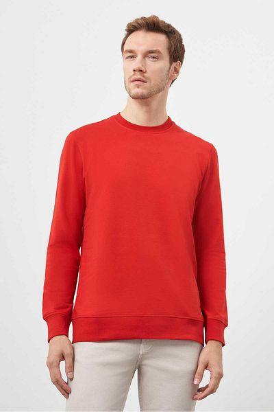 Morven Men's Red Crew Neck Dynamic Fit Relaxed Cut Sweatshirt