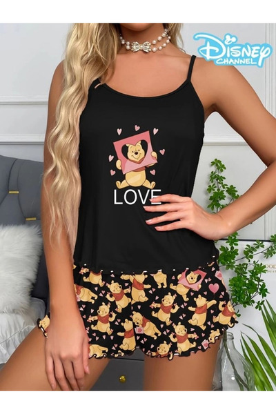 HUBANN طقم بيجامة شورت بحمالات مطبوعة من Bear Yogi Love