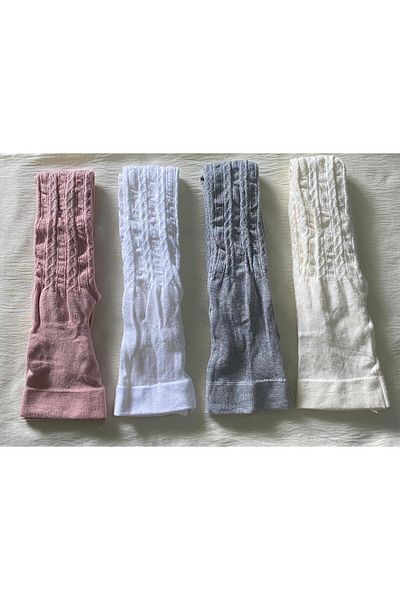 DÜVEN Pack of 4 Girls' Pantyhose (Cotton, Patterned, Wife, Winter Pantyhose)