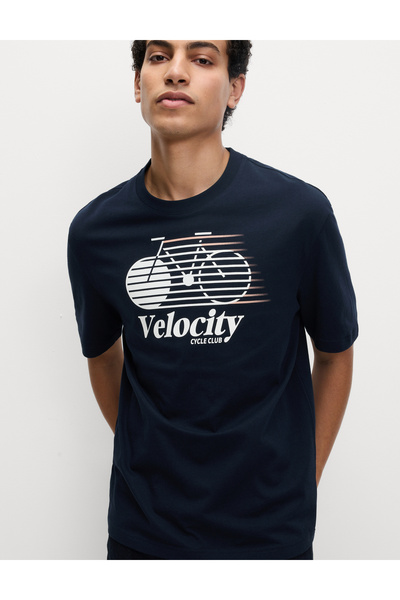 Marks & Spencer Saf Pamuklu Bisiklet Baskılı T‑Shirt