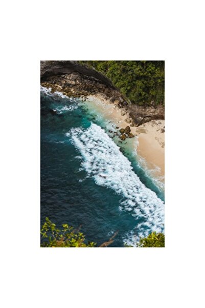 OEM Tablou Canvas, 'Valuri spumoase pe tarm stancos', Ocean, Valuri, Plaja, S...