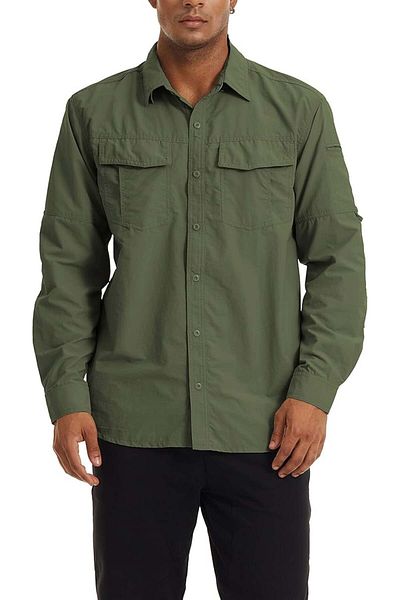 OEM Men's casual long-sleeved shirt size M, Army green