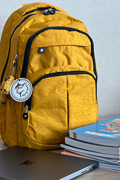 NEMO BAGS Sarı Unisex Büyük Boy Okul Çantası, Crinkle Kumaş, Laptop Seyahat Sırt Çantası, 24 LT, 45x30cm