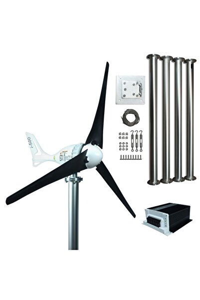 istabreeze Set İ-500 24V Rüzgar Türbini +Hibrit Şarj Kontrol Cihazı + Direk S...