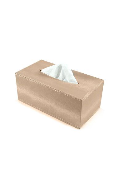 Lamsit Ibdaa Leather Tissue Box Holder, Magnetic Bottom, Rectangular, Beige
