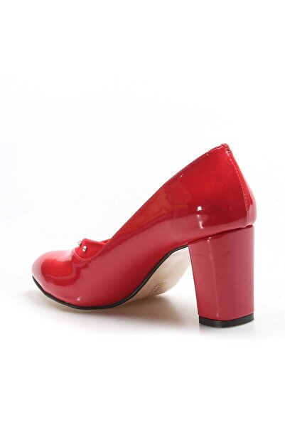 Ayakkabıhane Red Patent Leather Women's Thick Heeled Shoes Ah1E961261661