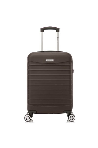 Quasar & Co. Cabin trolley 55x36x20cm, hand luggage, trolley with lock, 4-wheel suitcase, ABS suitcase, LINE, Dark Coffee