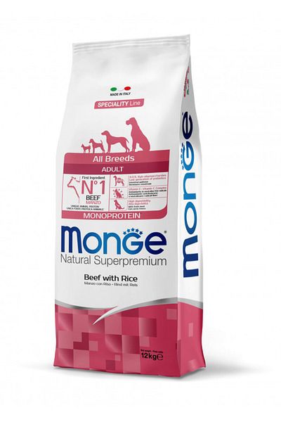Monge Superpremium Monoprotein Adult All Breeds - Beef and Rice - 12 kg