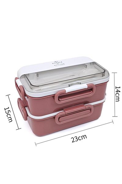 DNS Caserola inox dubla copii, inox, 2 compartimente mari, pranz complet 1600 ml, mov XC-602