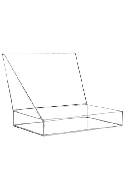 Lamsit Ibdaa Glass Keepsake Box, Rectangle, Silver, Large (30x20x5 cm)